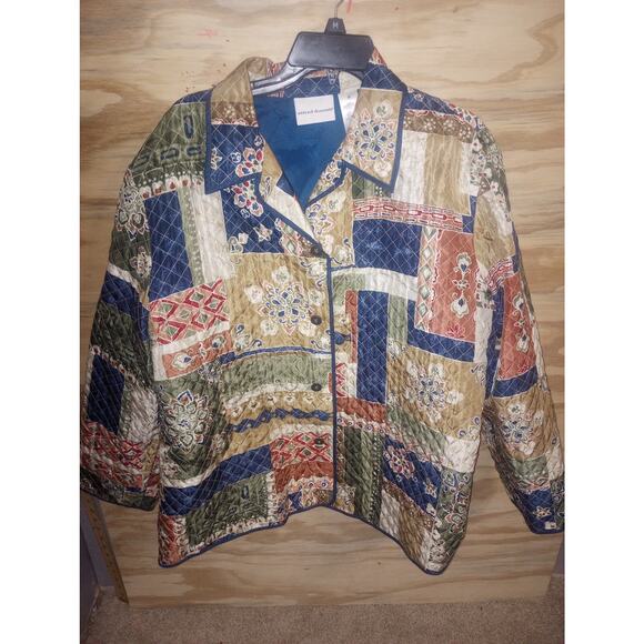 Women's Alfred Dunner Quilted Jacket Grannycore PLUS 20 Patchwork Folk - Picture 1 of 1